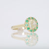 Vintage 0.82 Carat Yellow Diamond and Emerald Halo Engagement Ring