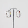 Rainbow Multi Color Sapphire & Diamond 14k White Gold Earrings