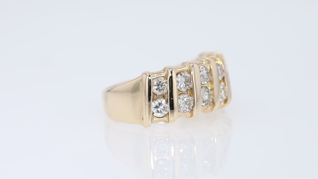 1980's Disco Glam Diamond 14K Yellow Gold Band