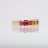 RDY Multi Color Rainbow Sapphire Yellow Gold Wedding Band