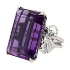 Retro 40 Carat Amethyst and 14k White Gold Cocktail Ring