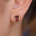 Mitchum Estate Garnet & 14k Yellow Gold Brutalist Stud Earrings