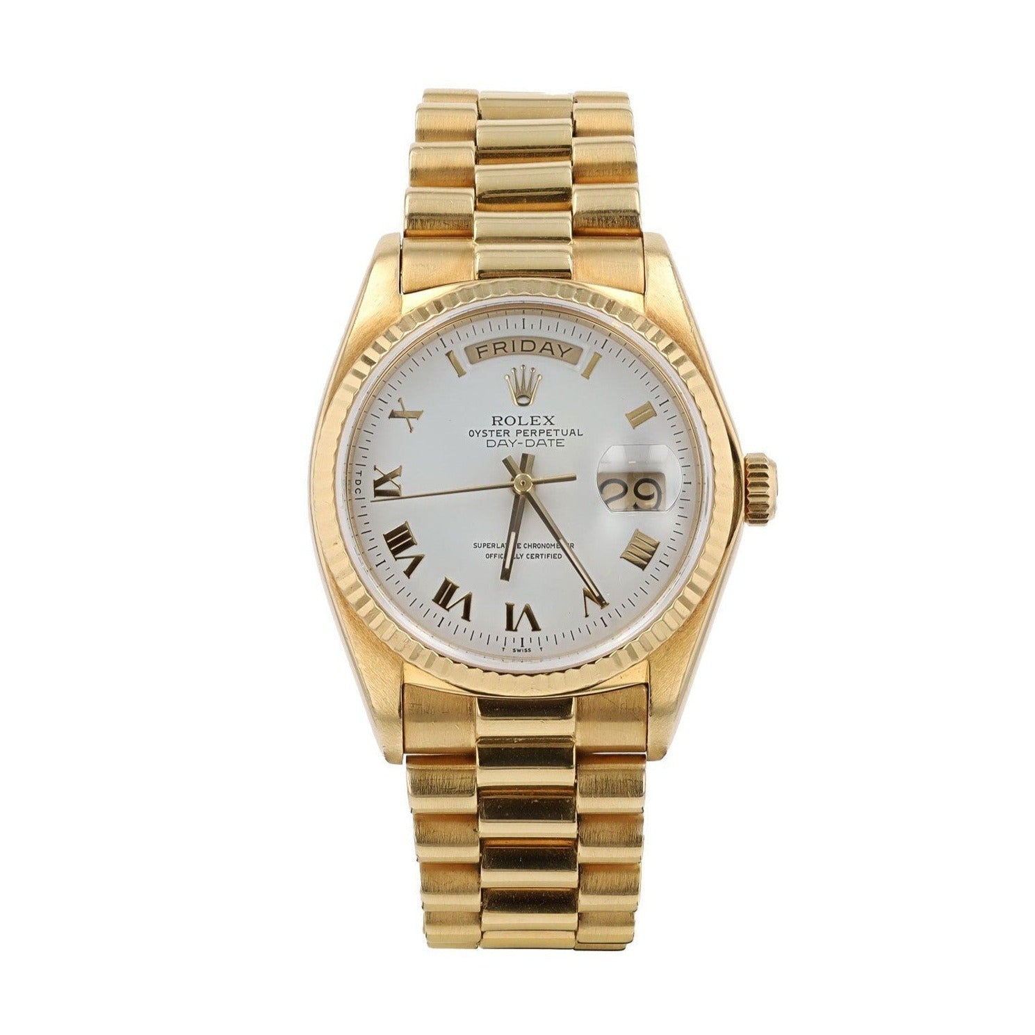 Rolex Day-Date President 18k Yellow Gold #18038 36mm Watch