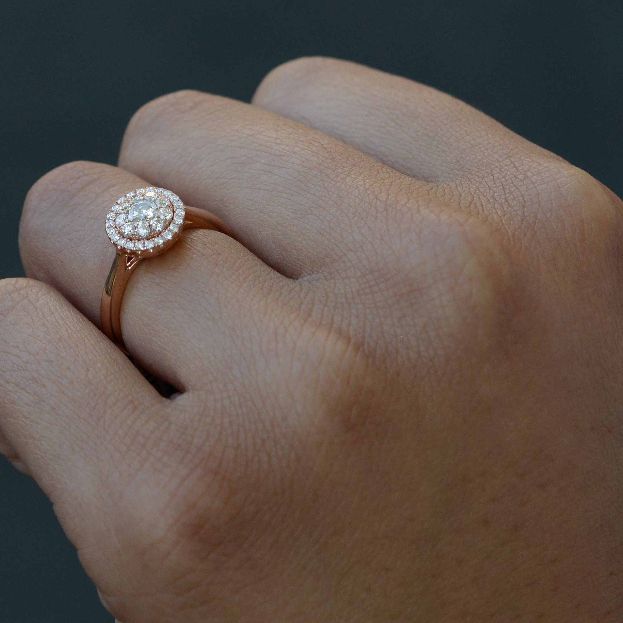 Rose Gold 1/2 Carat Diamond Cluster Engagement Ring