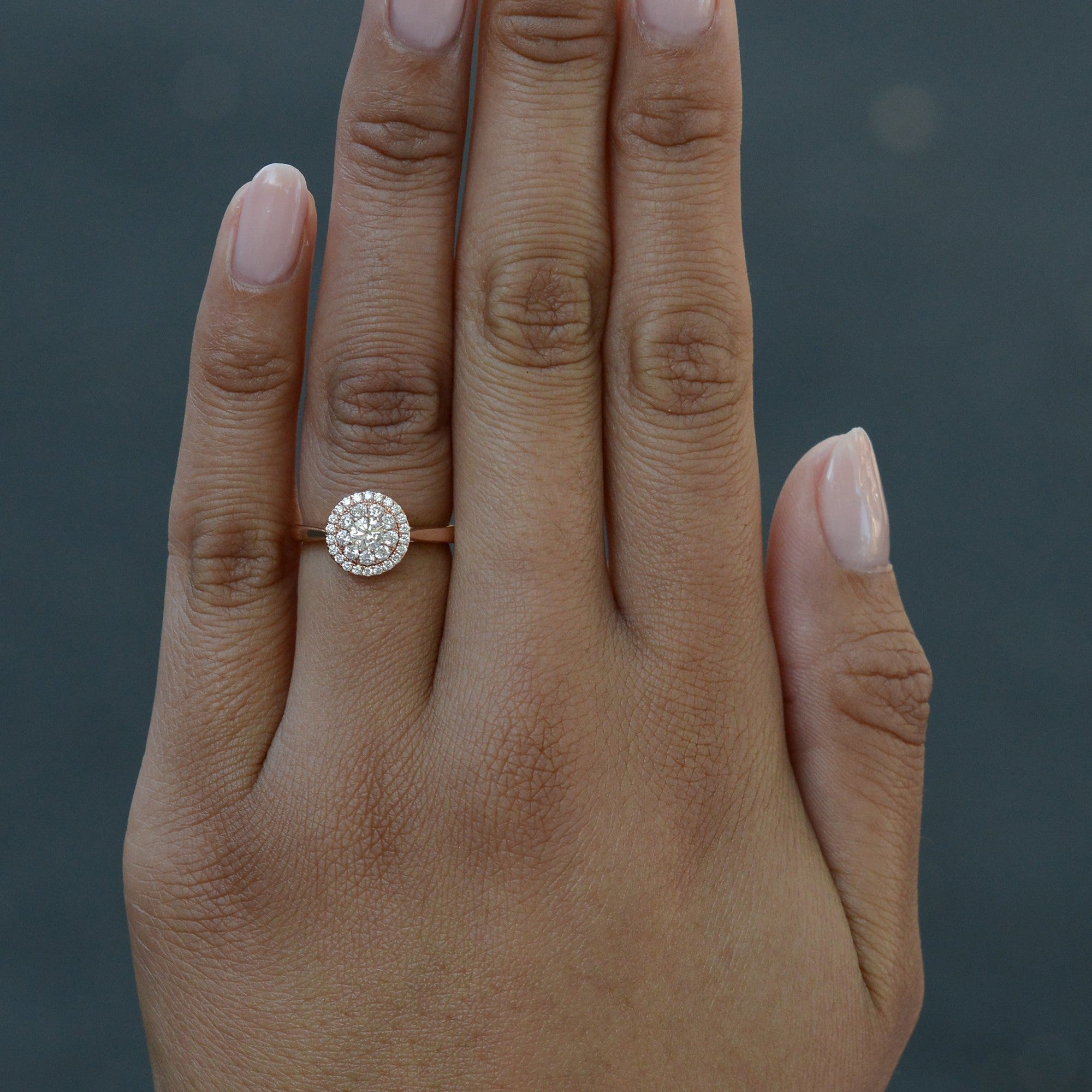 Rose Gold 1/2 Carat Diamond Cluster Engagement Ring