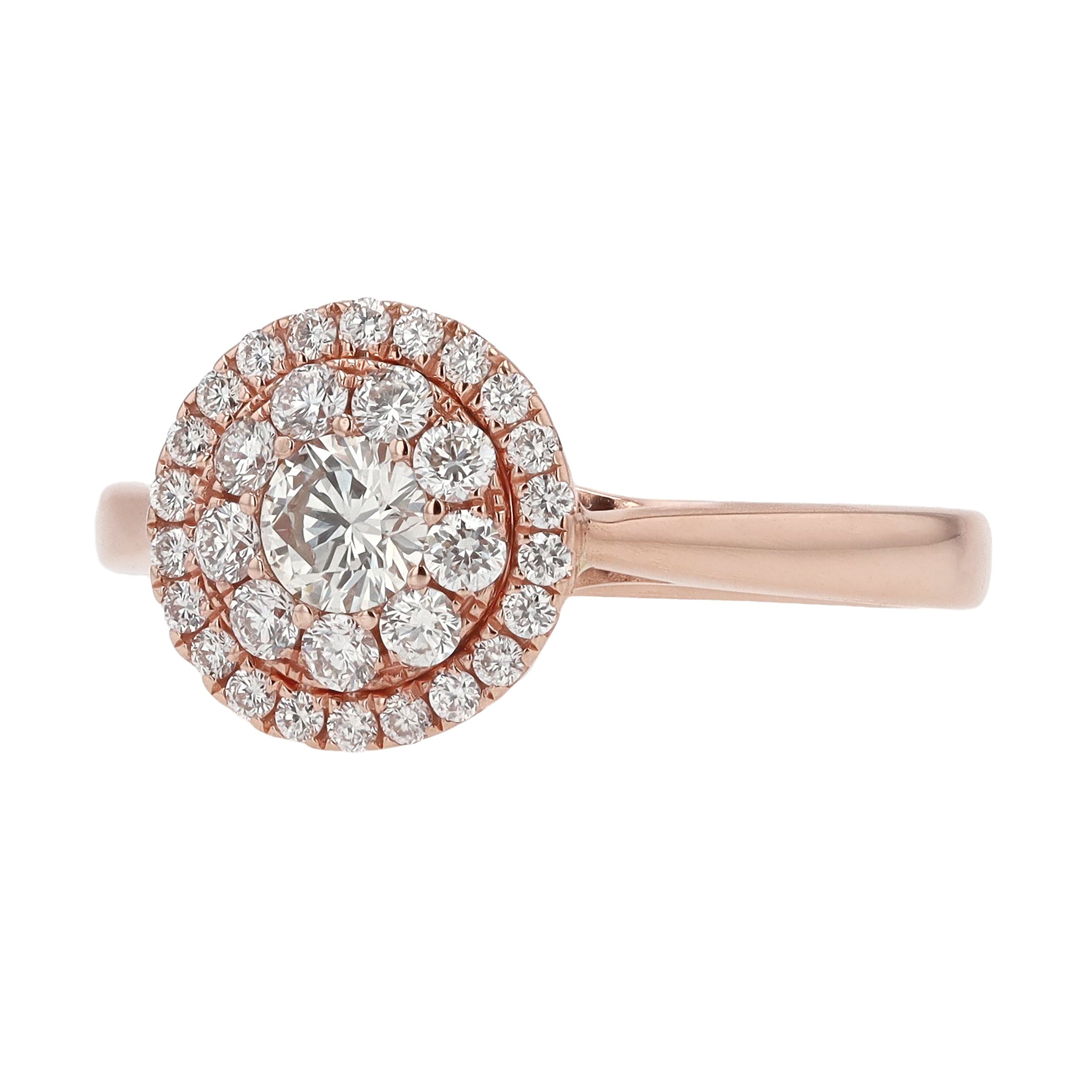 Rose Gold 1/2 Carat Diamond Cluster Engagement Ring