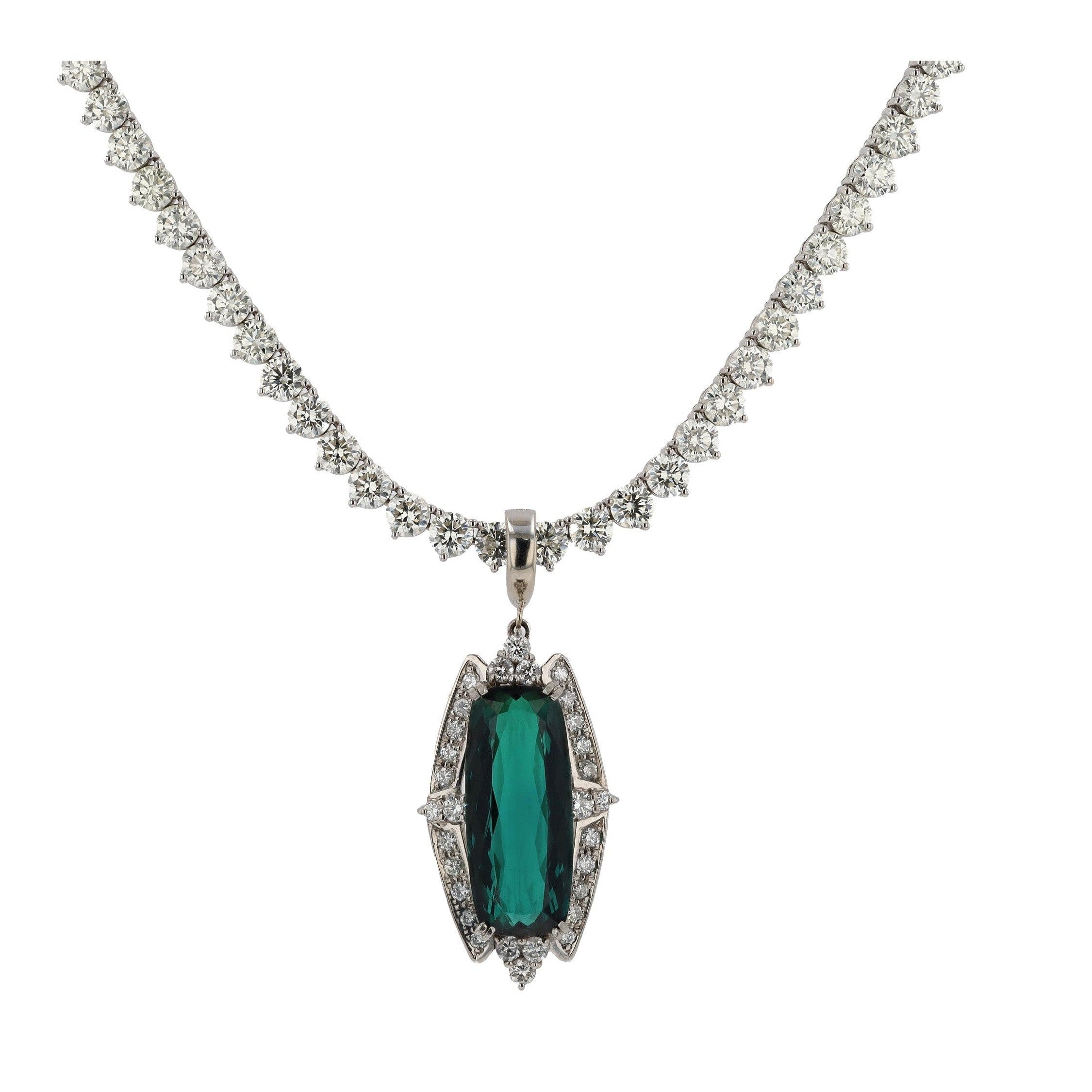 Sleek 10 Carat Tourmaline and Diamond Enhancer Necklace