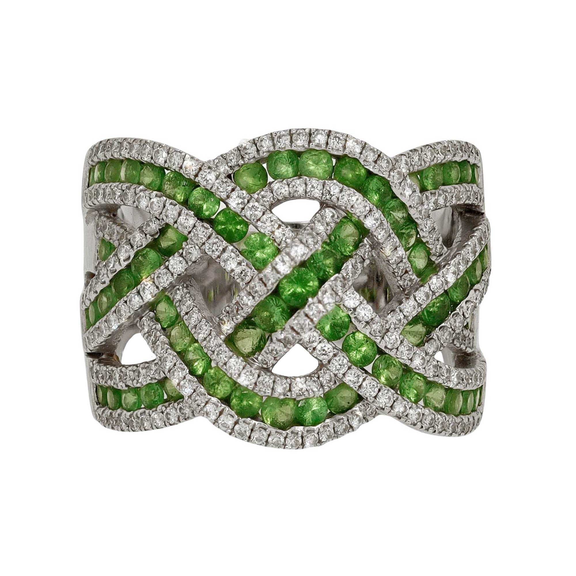 Tsavorite Diamond Band Ring