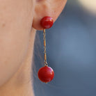 Victorian Red Coral Drop Enhancer Earrings