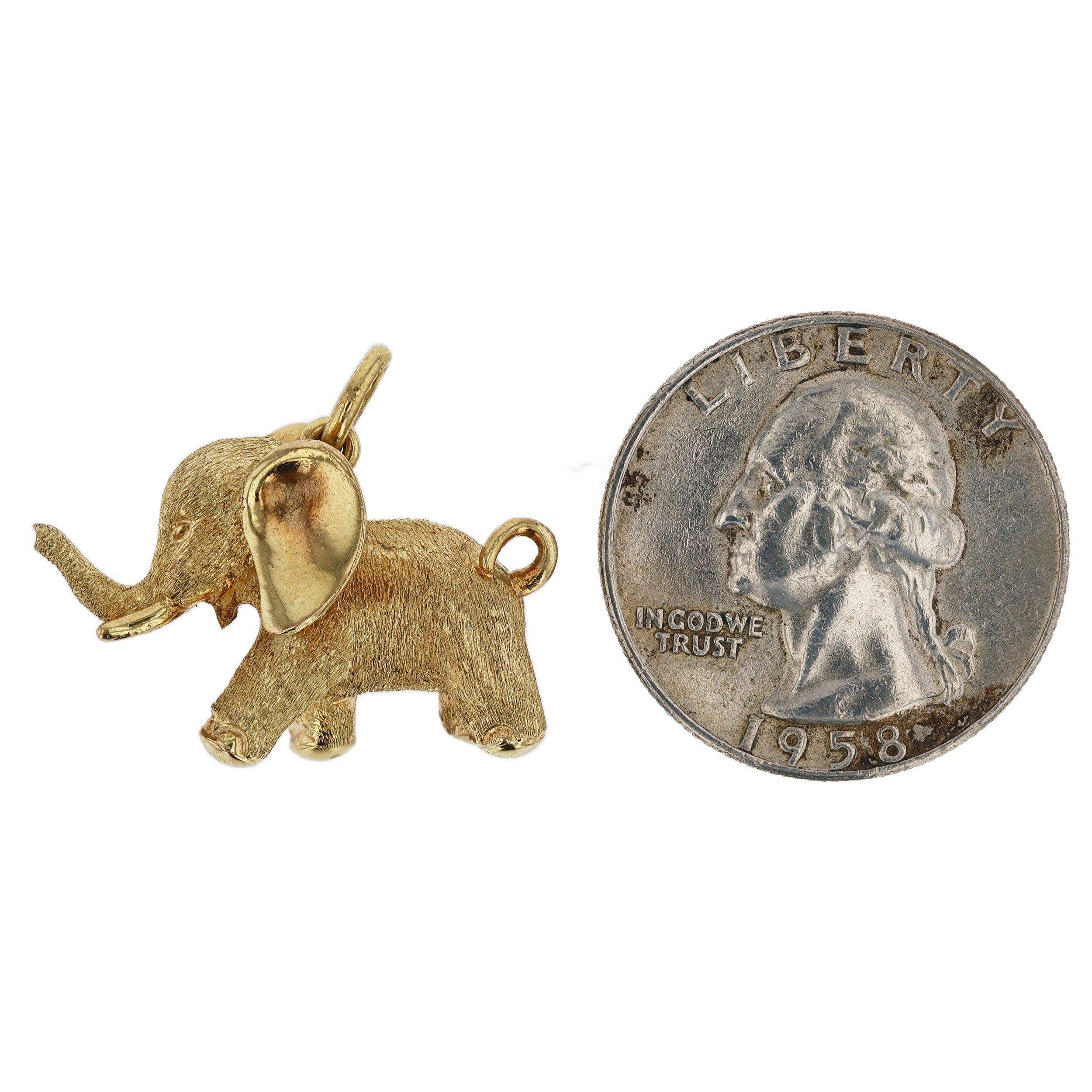 Vintage 10K Yellow Gold Elephant Charm