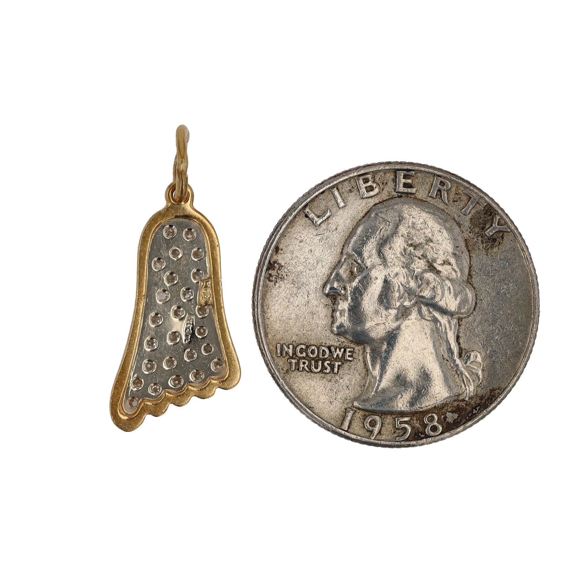 Vintage 14k Pavé Diamond Foot Charm Pendant