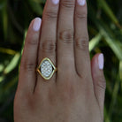 Vintage 18K Yellow Gold Pavé Diamond Saddle Cocktail Ring