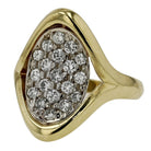 Vintage 18K Yellow Gold Pavé Diamond Saddle Cocktail Ring