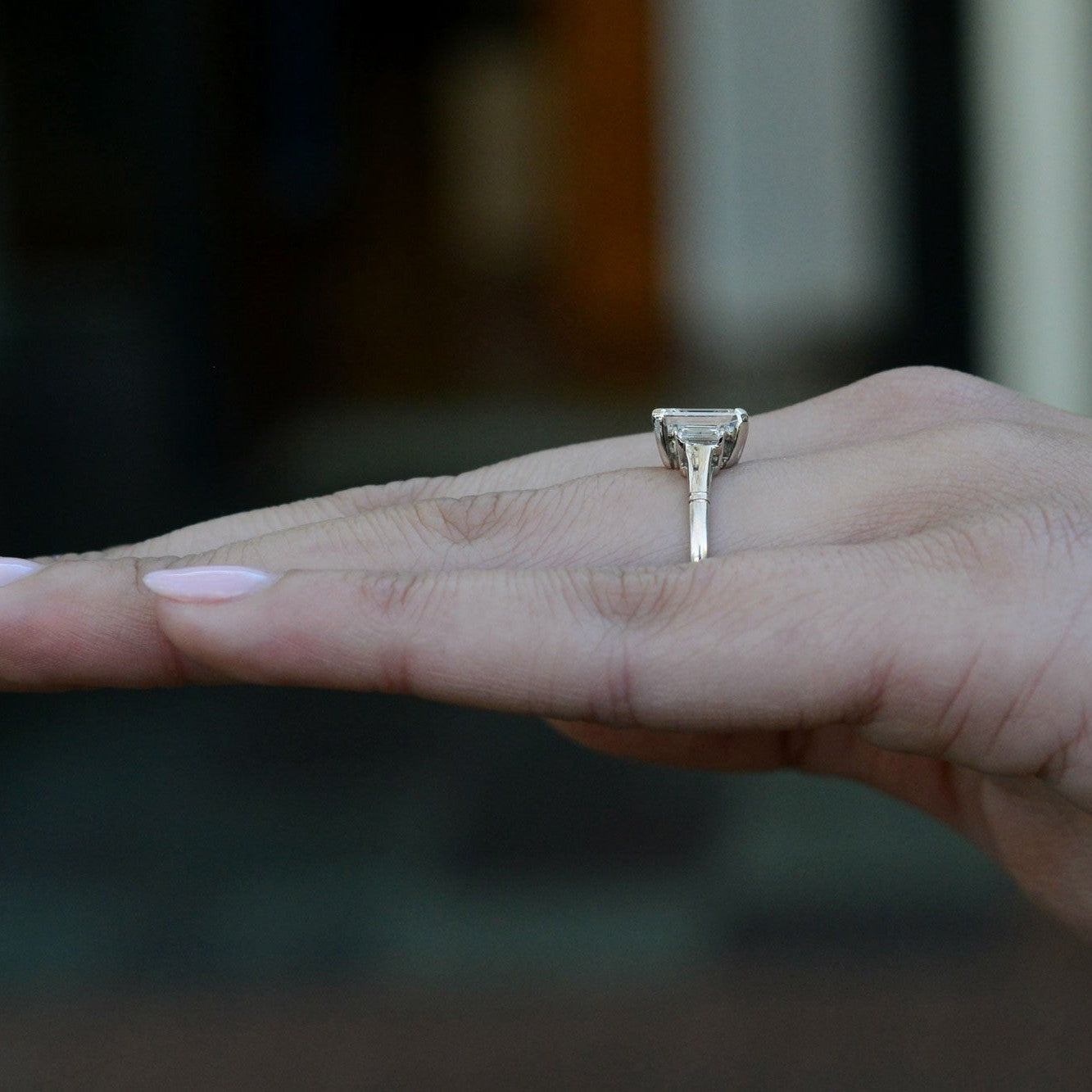 Vintage 2 Carat Emerald Cut Diamond Engagement Ring