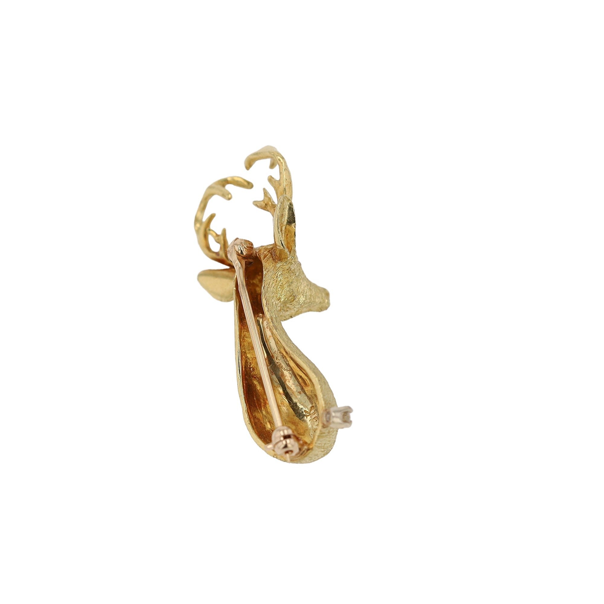 Vintage Estate 18K Yellow Gold Deer Brooch Pin