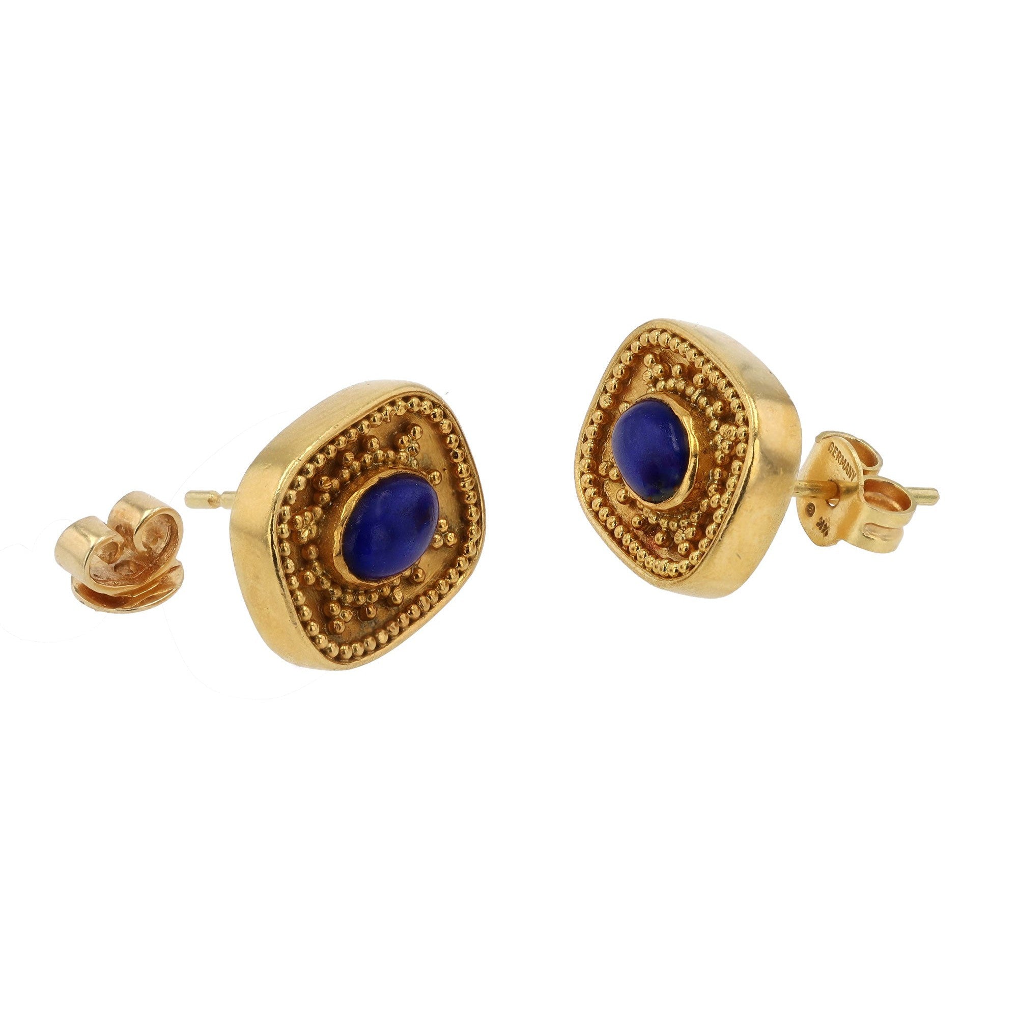 Lapis Lazuli and 22k Gold Stud Earrings