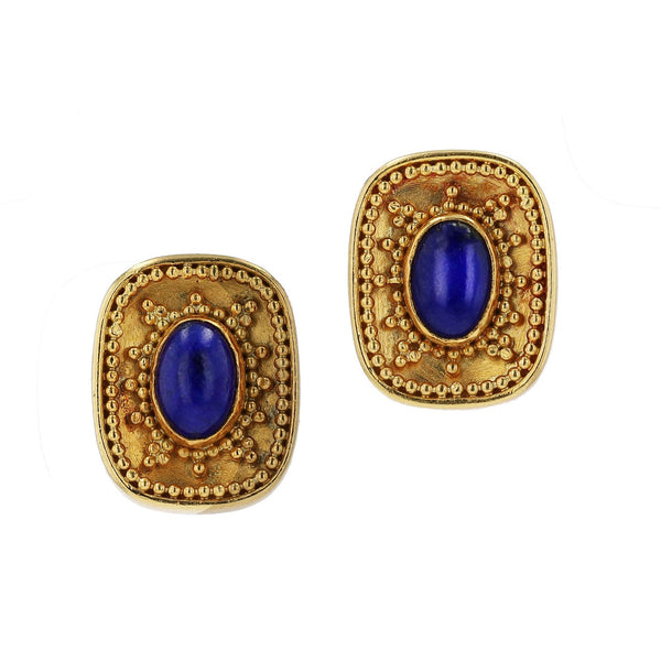 Lapis Lazuli and 22k Gold Stud Earrings