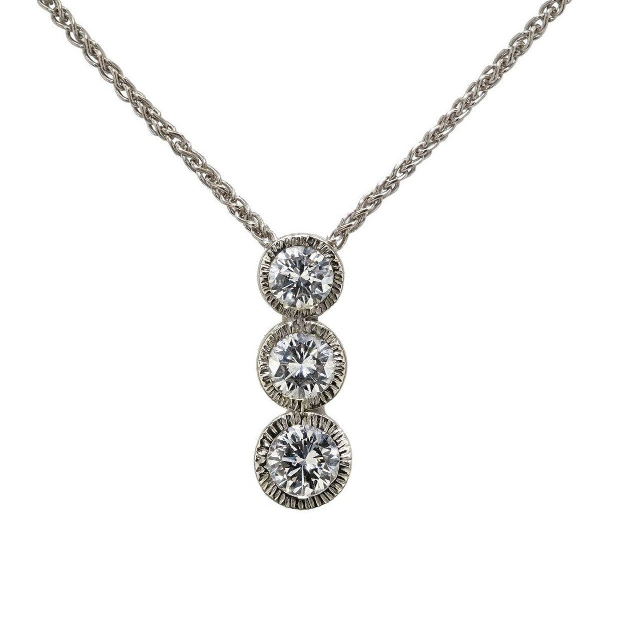 Vintage GIA Certified Near Flawless Diamond Trilogy Necklace