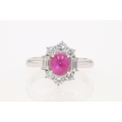 Vintage Mid Century Platinum Star Ruby Engagement Ring