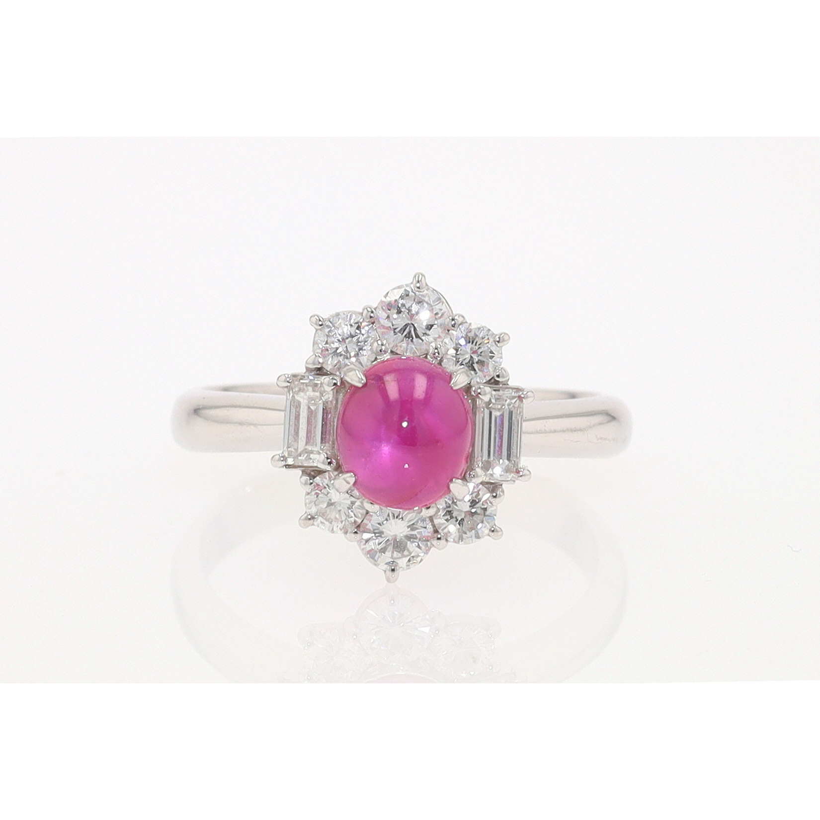 Vintage Mid Century Platinum Star Ruby Engagement Ring