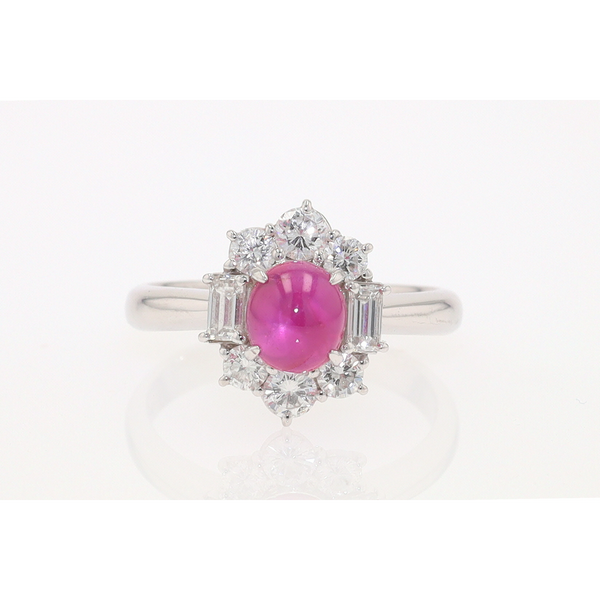 Vintage Mid Century Platinum Star Ruby Engagement Ring