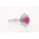 Vintage Mid Century Platinum Star Ruby Engagement Ring