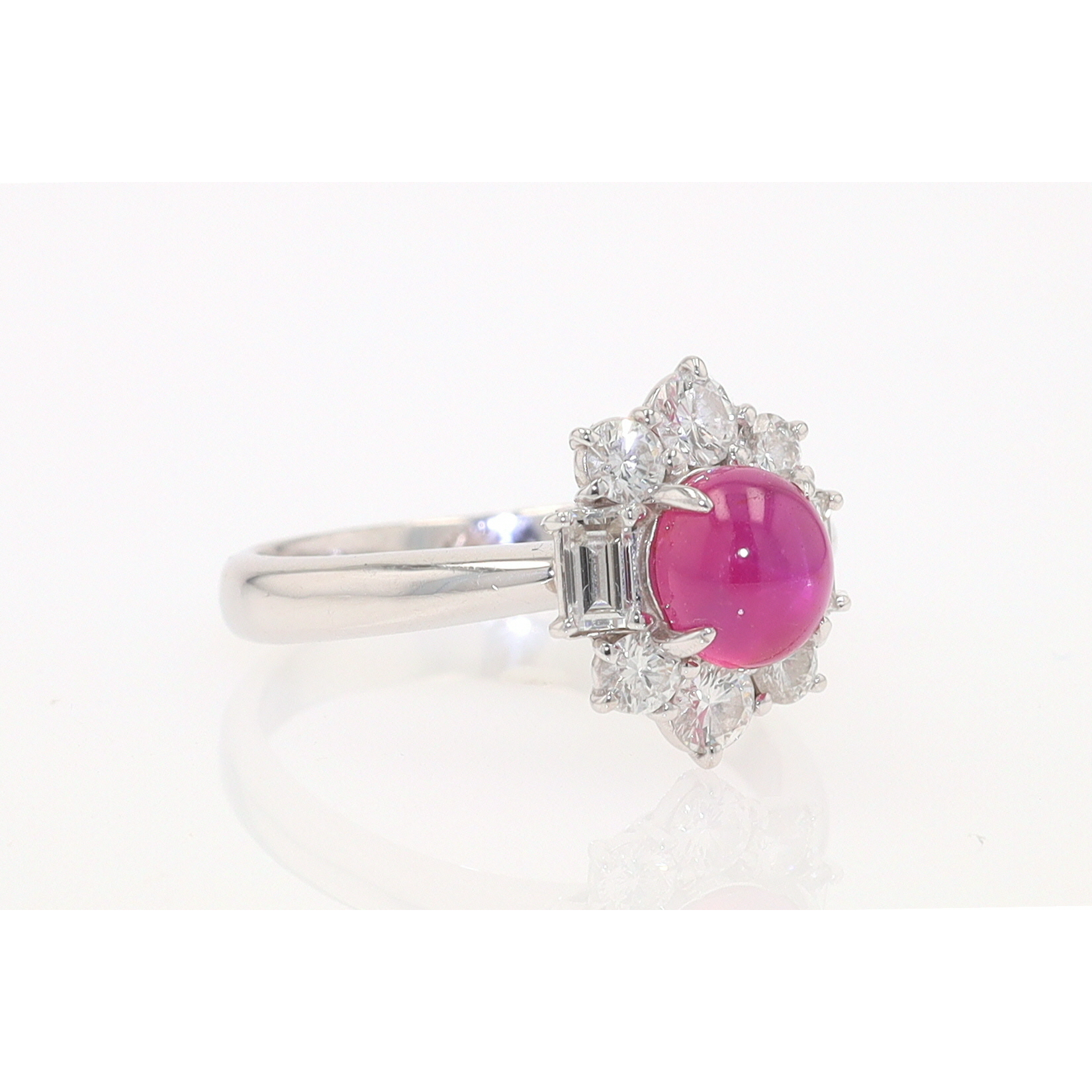 Vintage Mid Century Platinum Star Ruby Engagement Ring