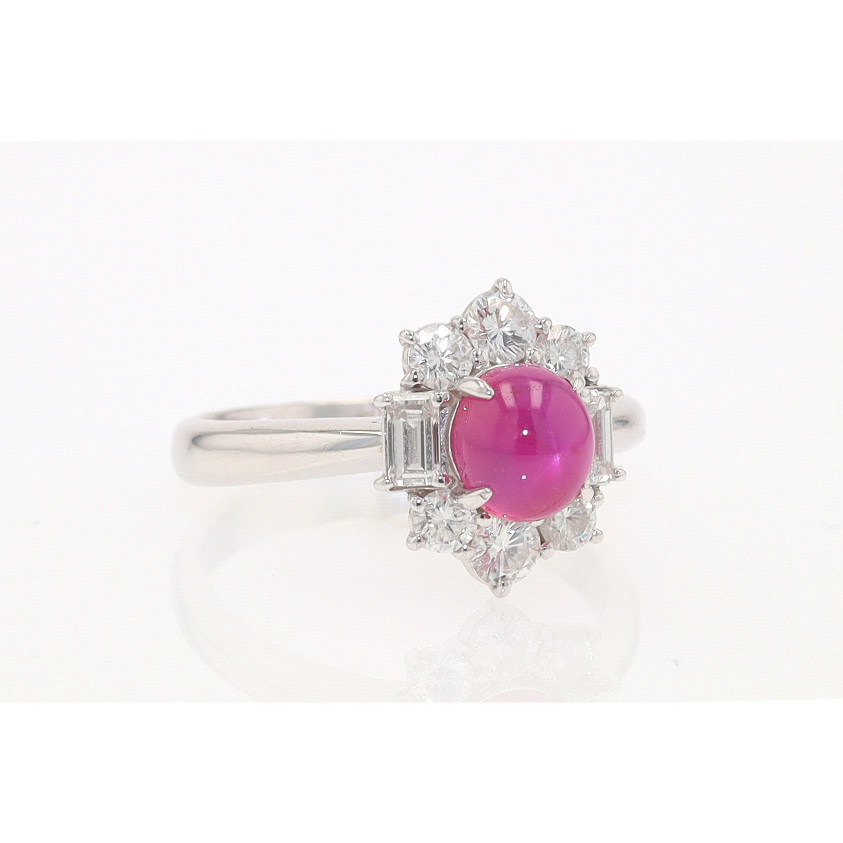 Vintage Mid Century Platinum Star Ruby Engagement Ring