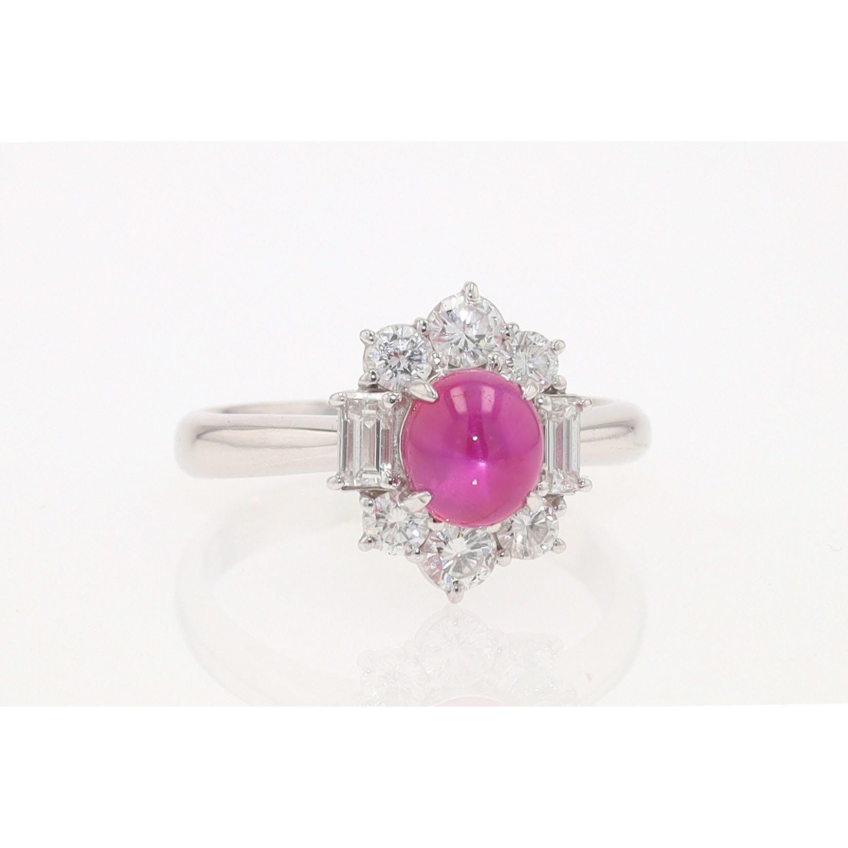 Vintage Mid Century Platinum Star Ruby Engagement Ring