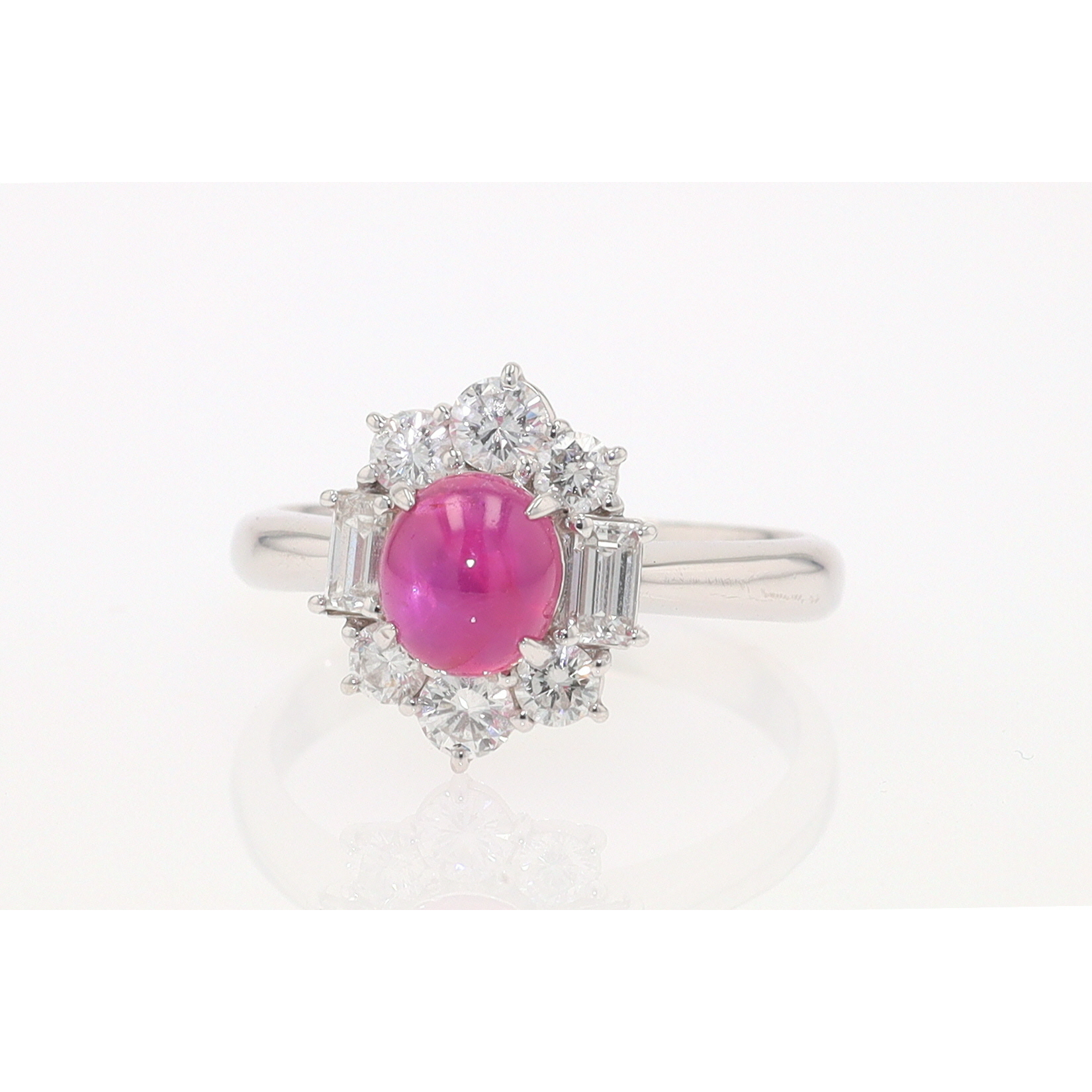 Vintage Mid Century Platinum Star Ruby Engagement Ring