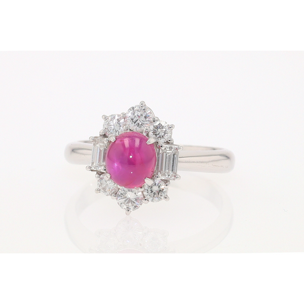 Vintage Mid Century Platinum Star Ruby Engagement Ring