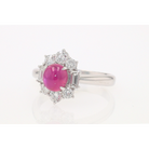 Vintage Mid Century Platinum Star Ruby Engagement Ring