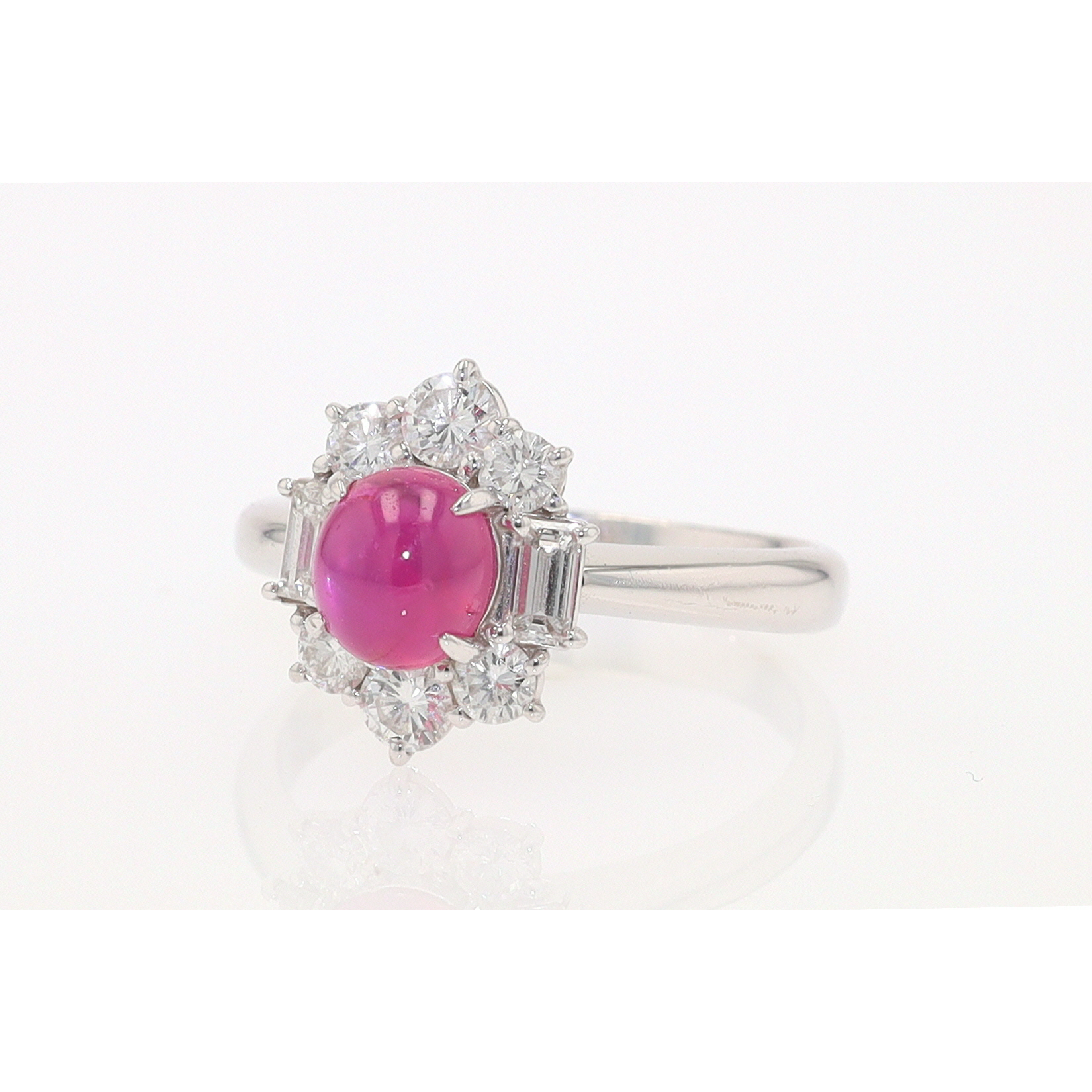 Vintage Mid Century Platinum Star Ruby Engagement Ring