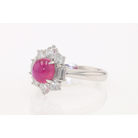 Vintage Mid Century Platinum Star Ruby Engagement Ring