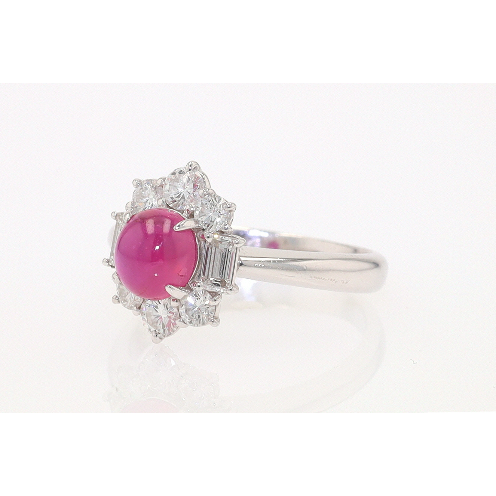 Vintage Mid Century Platinum Star Ruby Engagement Ring