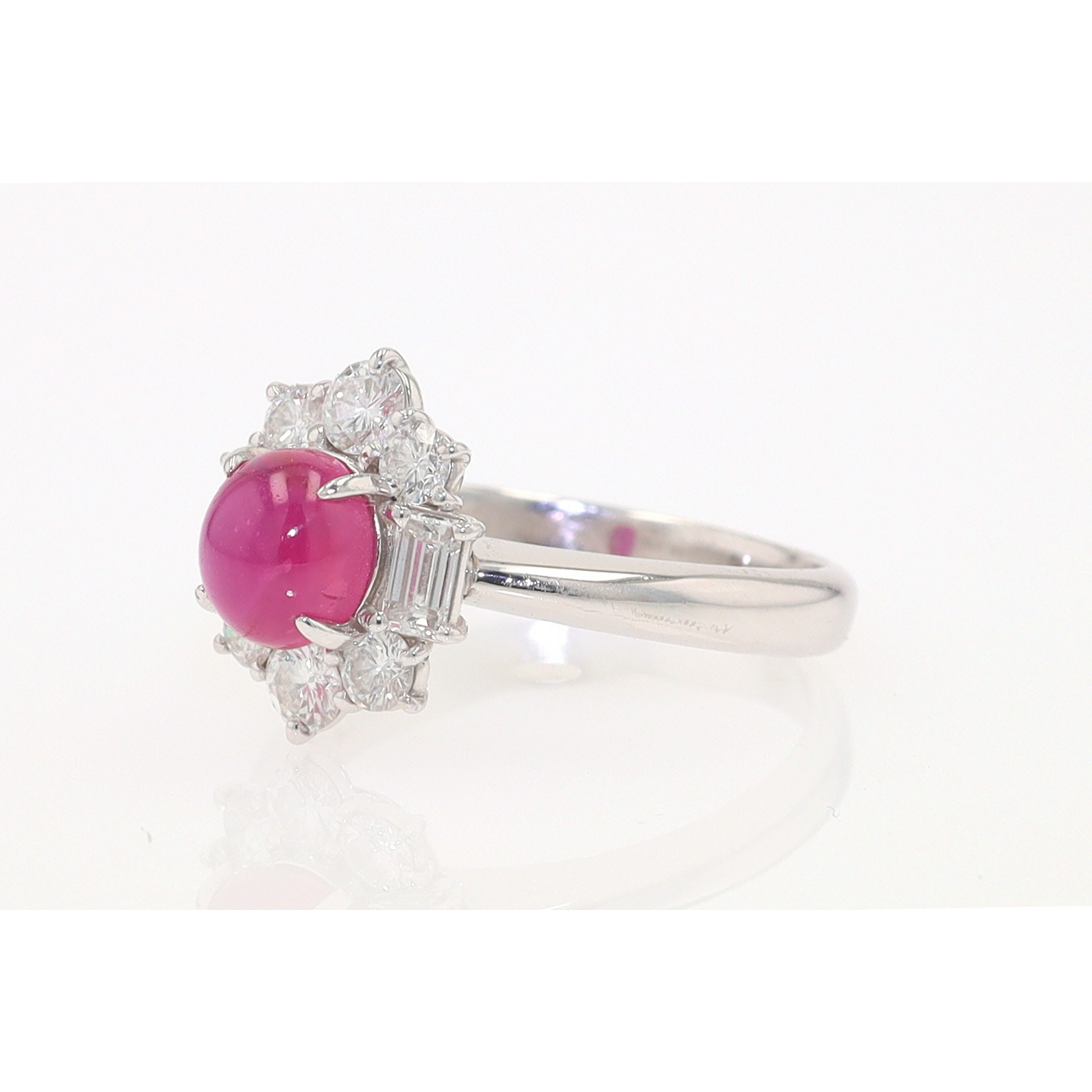 Vintage Mid Century Platinum Star Ruby Engagement Ring