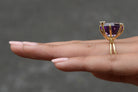 Vintage Modernist Amethyst and Diamond Cocktail Ring