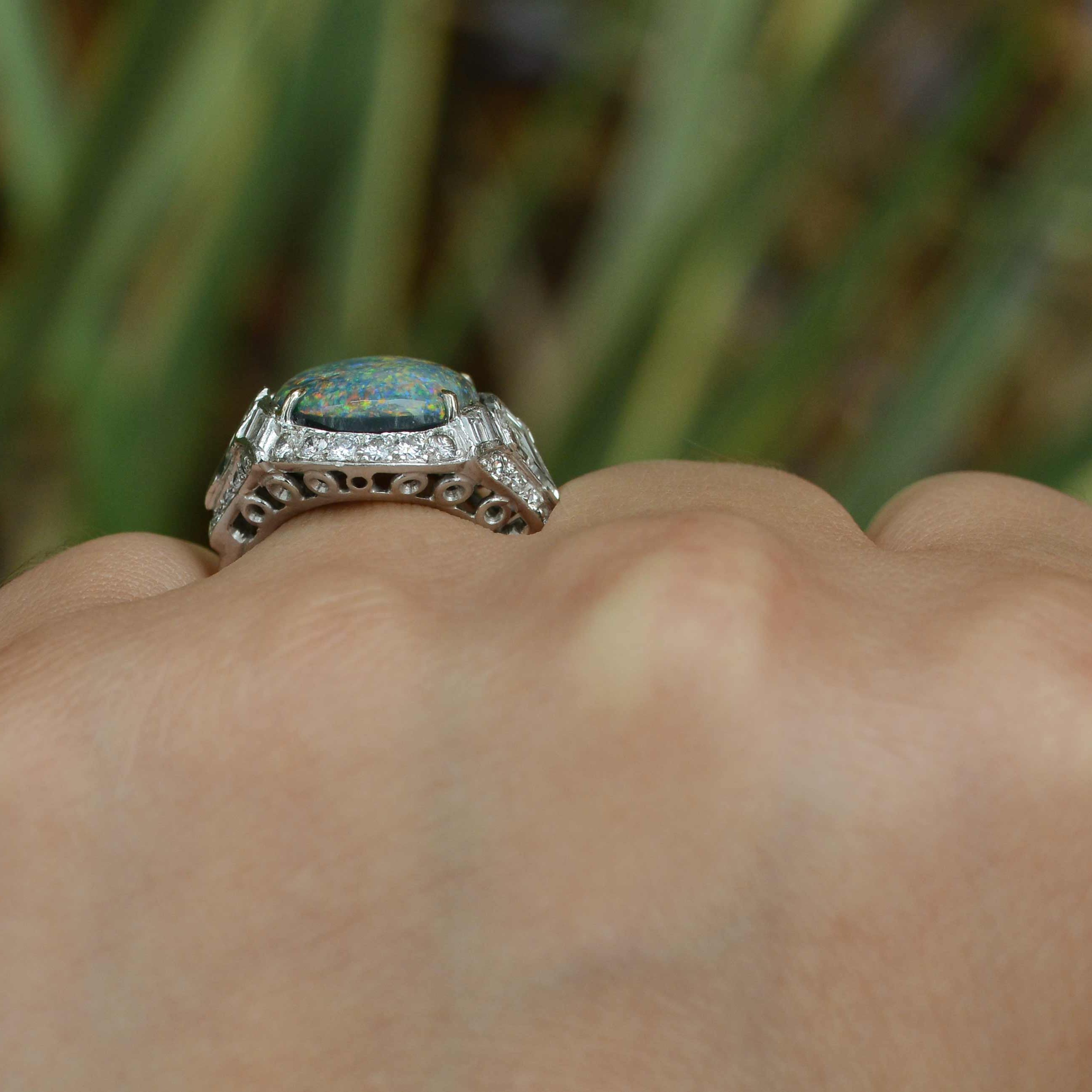 An Art Deco 1920's statement ring with a large 6 carat opal oval.