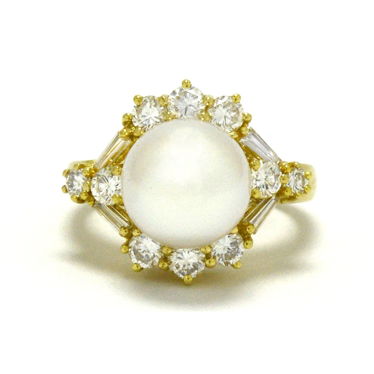 A modern, estate south sea pearl and diamonds cocktail ring.