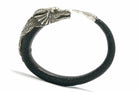 A medieval revival, sterling silver and leather dragon bracelet.